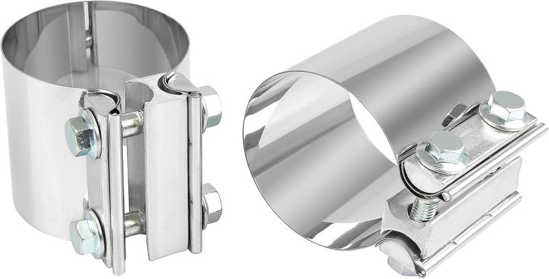DOCAS 3 Inch 2 x Butt Joint Exhaust Band Clamp Sleeve Stainless Steel 2pcs - Image 2